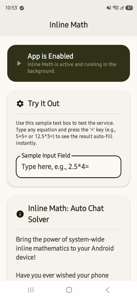Inline Math App Mockup